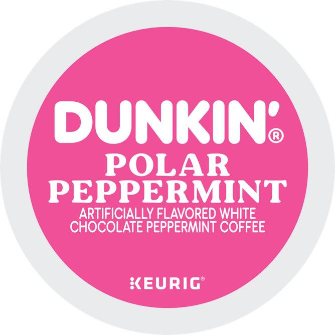KupofK Coffee Dunkin Polar Peppermint Coffee K-cups bulk box of 66 for brewing flavored peppermint coffee at home