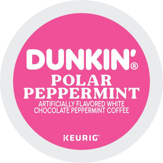 KupofK Coffee Dunkin Polar Peppermint Coffee K-cups bulk box of 66 for brewing flavored peppermint coffee at home
