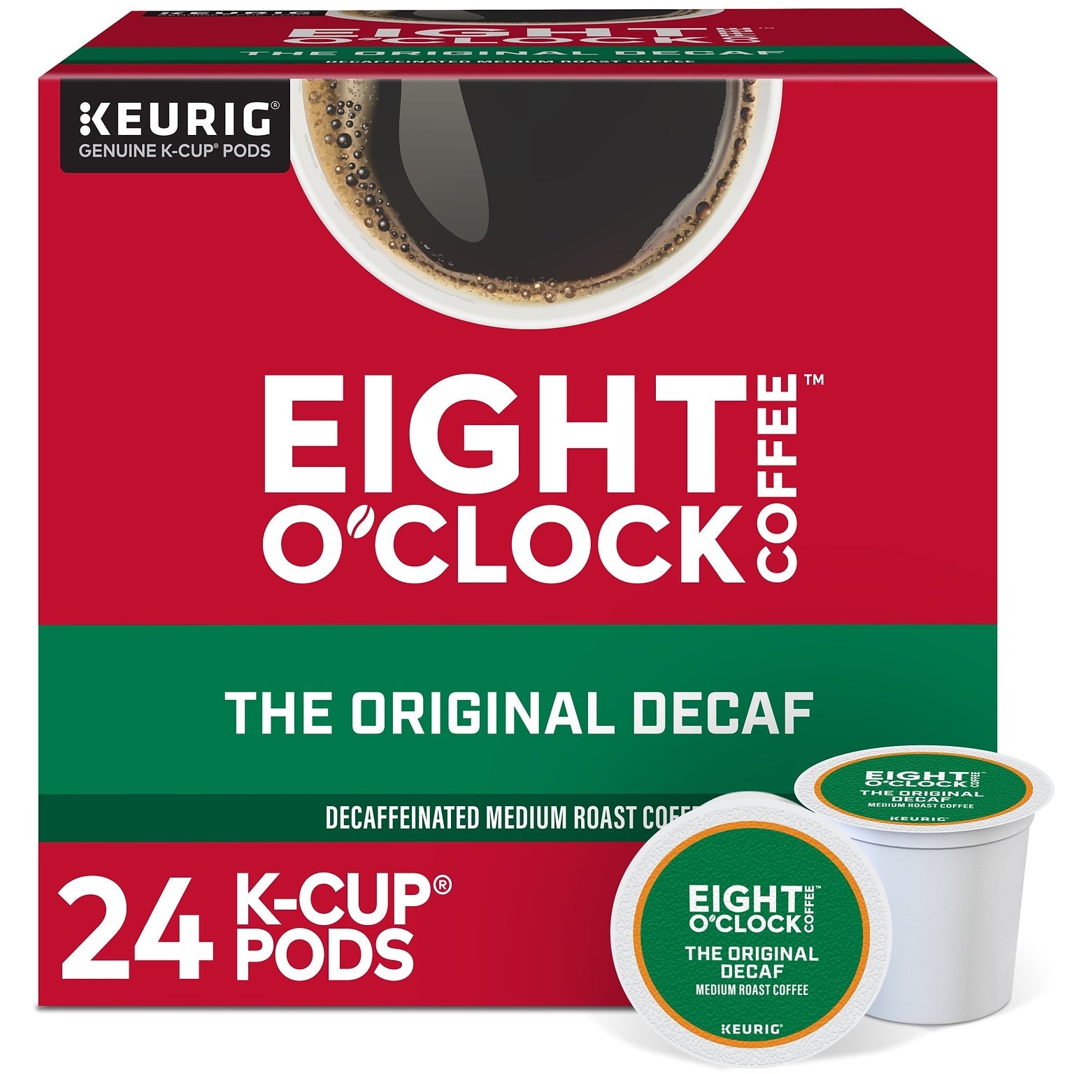 KupofK Coffee Eight O’Clock Decaf K-cups for coffee makers, single-serve coffee pods in a box.
