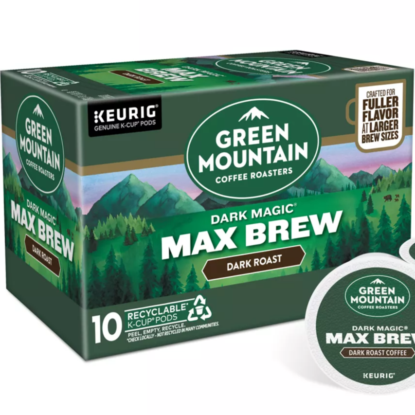 KupofK Coffee Green Mountain Dark Magic Max Brew Coffee K-cups, rich and bold single-serve coffee pods for Keurig brewers