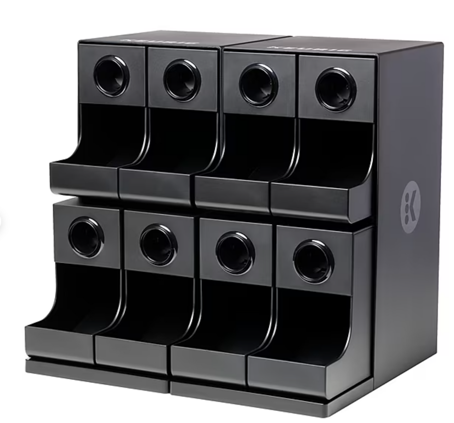 KupofK Coffee Keurig 8-compartment coffee organizer holding coffee pods and accessories on a countertop.