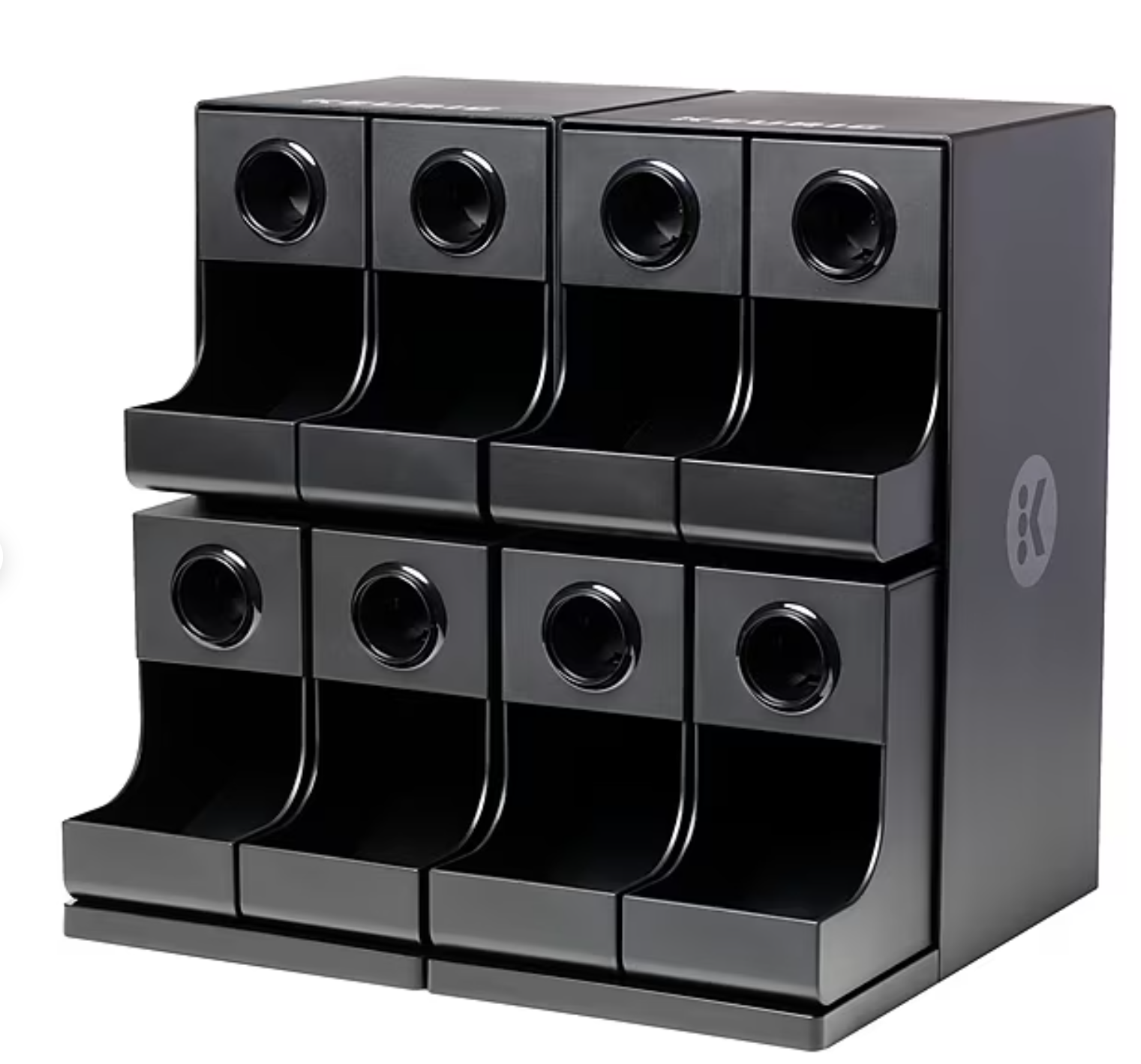 KupofK Coffee Keurig 8-compartment coffee organizer holding coffee pods and accessories on a countertop.