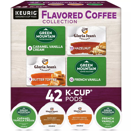 KupofK Coffee Keurig flavored coffee collection with 42 K-cup pods featuring a variety of coffee flavors.