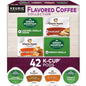 KupofK Coffee Keurig flavored coffee collection with 42 K-cup pods featuring a variety of coffee flavors.
