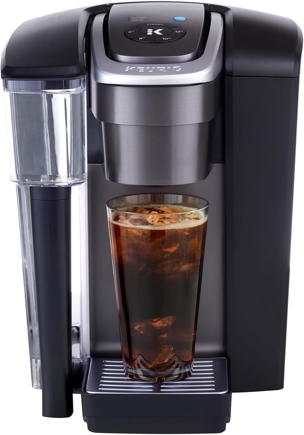 Keurig K-1550 Black commercial coffee maker by KupofK Coffee with digital display and brewing system in a professional kitchen setting.