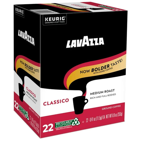 Lavazza Classico Coffee K-cups by KupofK Coffee, single-serve coffee pods for Keurig machines, with rich Italian espresso flavor.