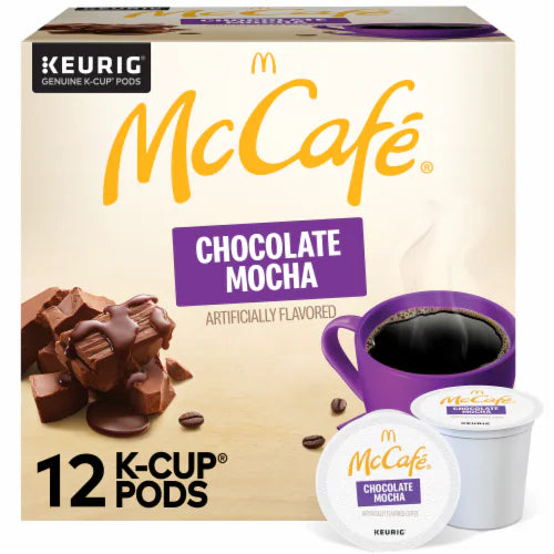KupofK Coffee McCafe Mocha Coffee K-cups for Keurig brewers with rich chocolate mocha flavor, single-serve coffee cups.