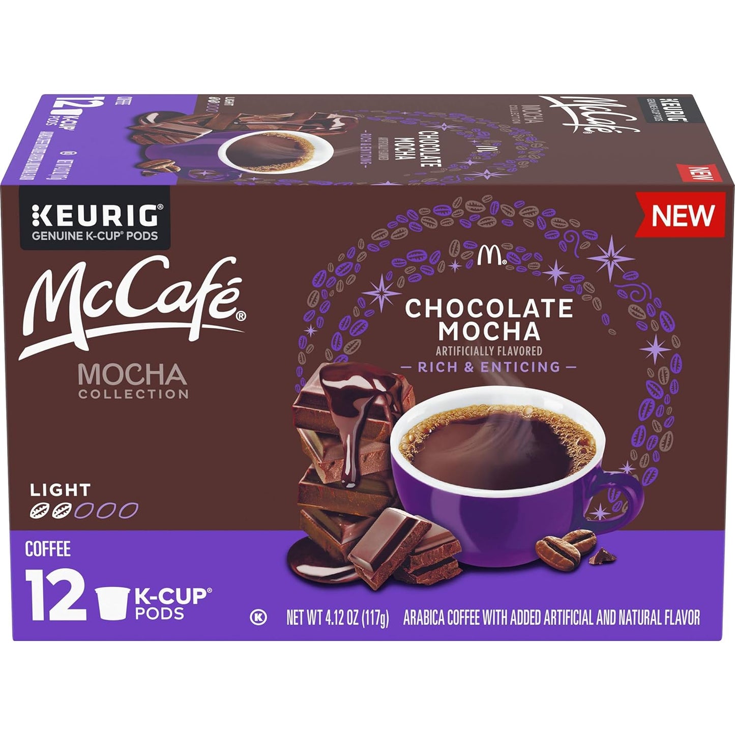 KupofK Coffee McCafe Mocha Coffee K-cups for Keurig, rich mocha flavor, single-serve coffee pods in a package.