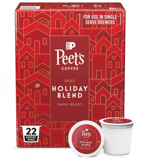 KupofK Coffee Holiday Blend K-cups featuring Peet's Coffee, perfect for festive coffee moments with rich aroma and flavor.