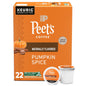 KupofK Coffee Peet's Coffee Pumpkin Spice K-cups, 22 count, showing the packaging with pumpkin spice flavor branding.