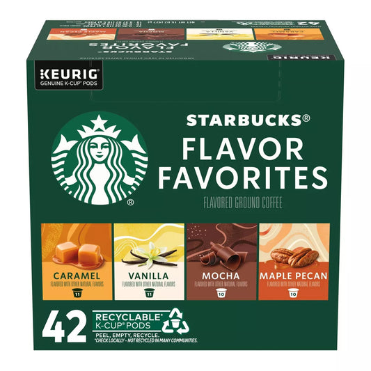 KupofK Coffee Starbucks Flavor Favorites Keurig K-Cup coffee pods variety pack with 42 single-serve coffee pods.