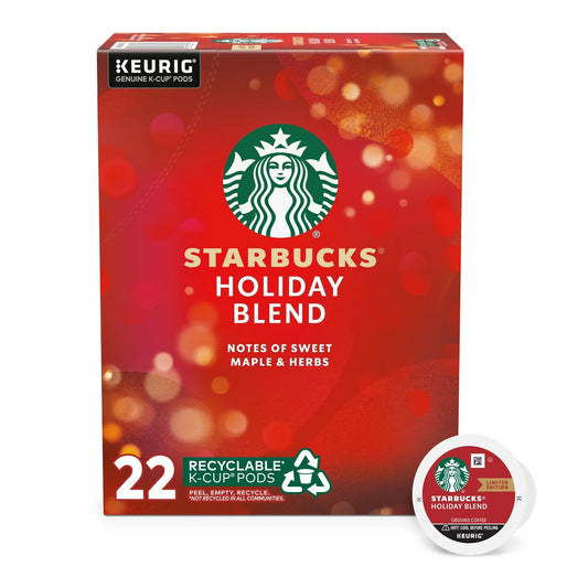 KupofK Coffee Starbucks Holiday Blend K-cups for Keurig, festive coffee pods with holiday flavor and seasonal packaging.