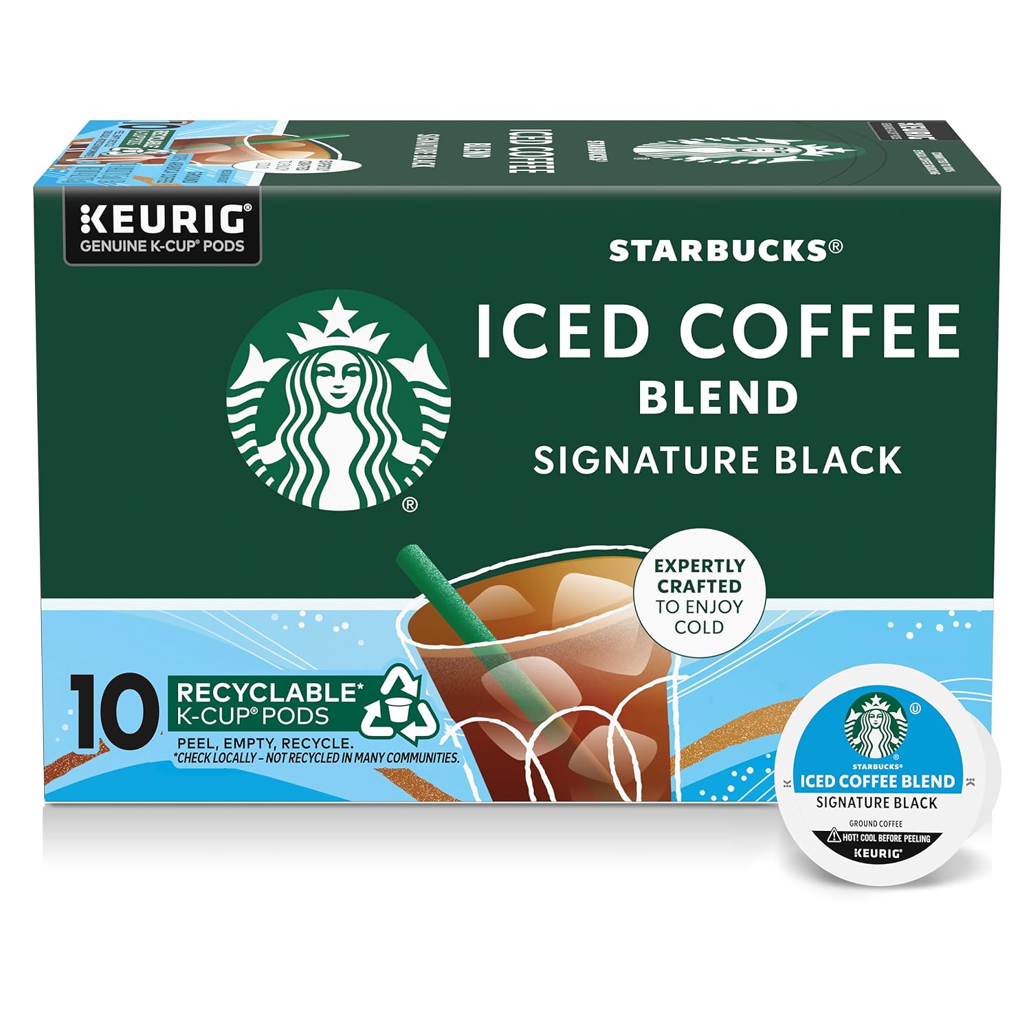 KupofK Coffee Starbucks Iced Coffee Blend Signature Black K-cups for Keurig, loose pack of single-serve coffee pods