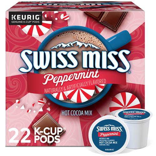 Swiss Miss Peppermint Mocha coffee K-cups by KupofK Coffee, featuring festive peppermint mocha flavor in individual pods.