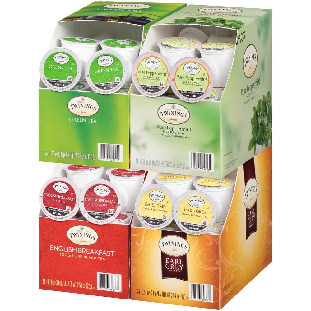KupofK Coffee Twinings Tea K-Cup variety assortment with different tea flavors in individual K-cup pods.