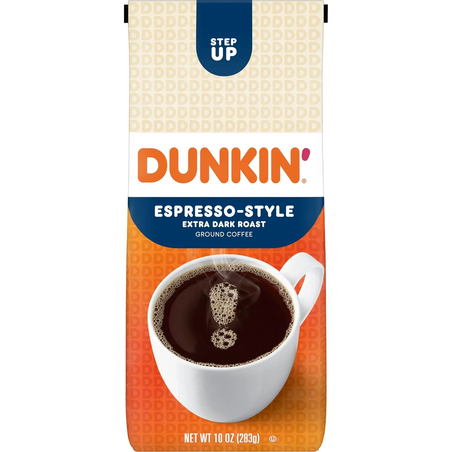 KupofK Coffee Dunkin Espresso-Style Extra Dark Roast Ground Coffee in a bag, rich and bold for espresso lovers.