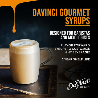 Davinci Gourmet Irish Cream Syrup bottle from KupofK Coffee, 25.4 oz, with label showing classic Irish cream flavor.