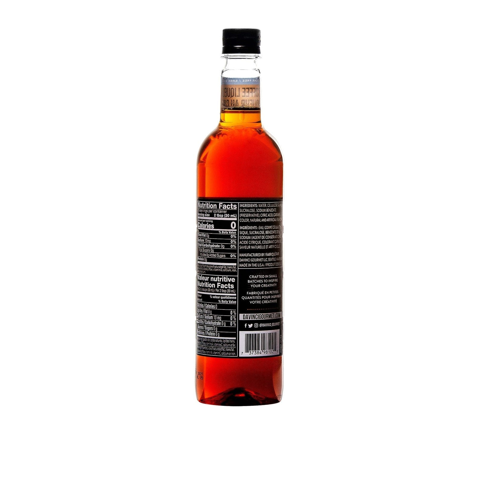 KupofK Coffee Sugar Free Syrup with Coffee Liqueur in 25.4 oz bottle, natural ingredients, ideal for coffee and desserts.