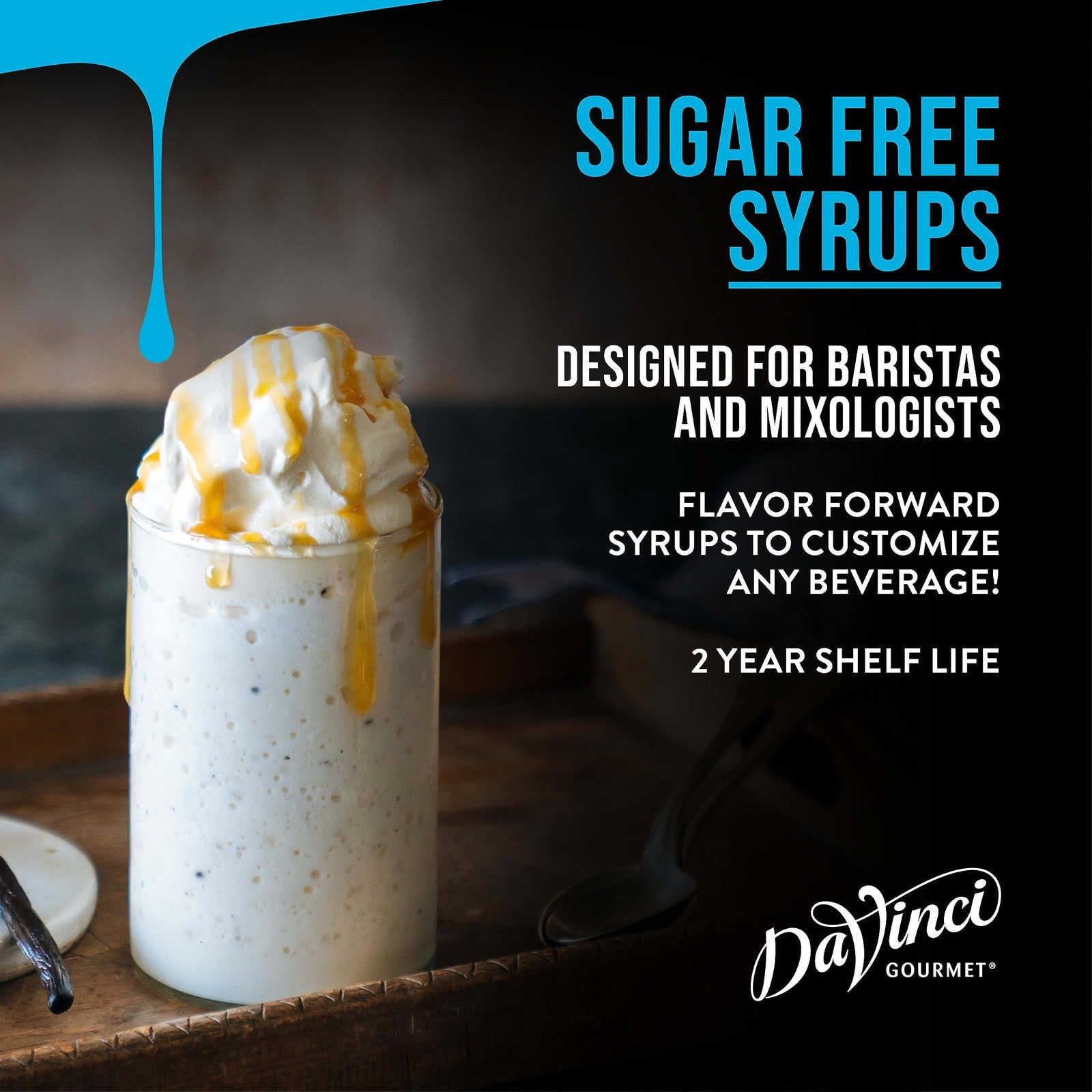Bottle of KupofK Coffee Davinci Gourmet Sugar Free Coffee Liqueur Syrup, 25.4 fl oz, with label and cap visible