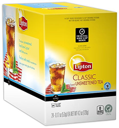 KupofK Coffee Lipton Classic Unsweetened Iced Tea K-Cups, 24-count, for brewing refreshing iced tea.