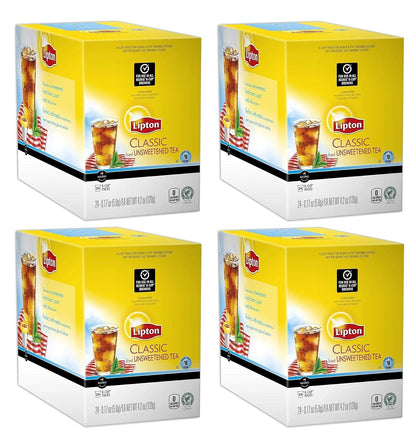 KupofK Coffee Lipton Classic Unsweetened Iced Tea K-Cups, 24-count for Keurig brewers, with packaging and K-Cup pods visible.