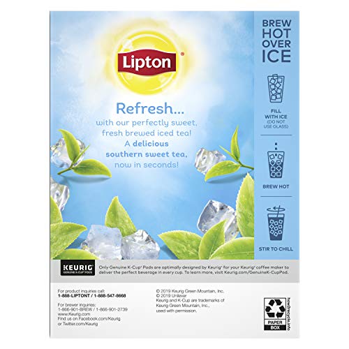 KupofK Coffee Lipton Iced Tea K-Cup Pods with Southern Sweet Black Tea, 24 count, ready for brewing in a Keurig machine.