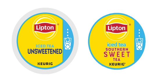 KupofK Coffee Lipton Iced Tea variety box with unsweetened and southern sweet tea bottles, showcasing different tea flavors.