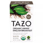 KupofK Coffee TAZO Organic Awake English Breakfast Black Tea bags in a box, showing tea bags with branding and packaging.
