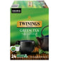 KupofK Coffee Twinings green tea K-cups for Keurig, individual tea pods with fresh green tea leaves and vibrant packaging.