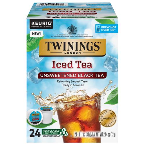 KupofK Coffee Twinings Iced Tea Unsweetened Black Tea K‑cups, convenient tea pods for refreshing cold black tea.