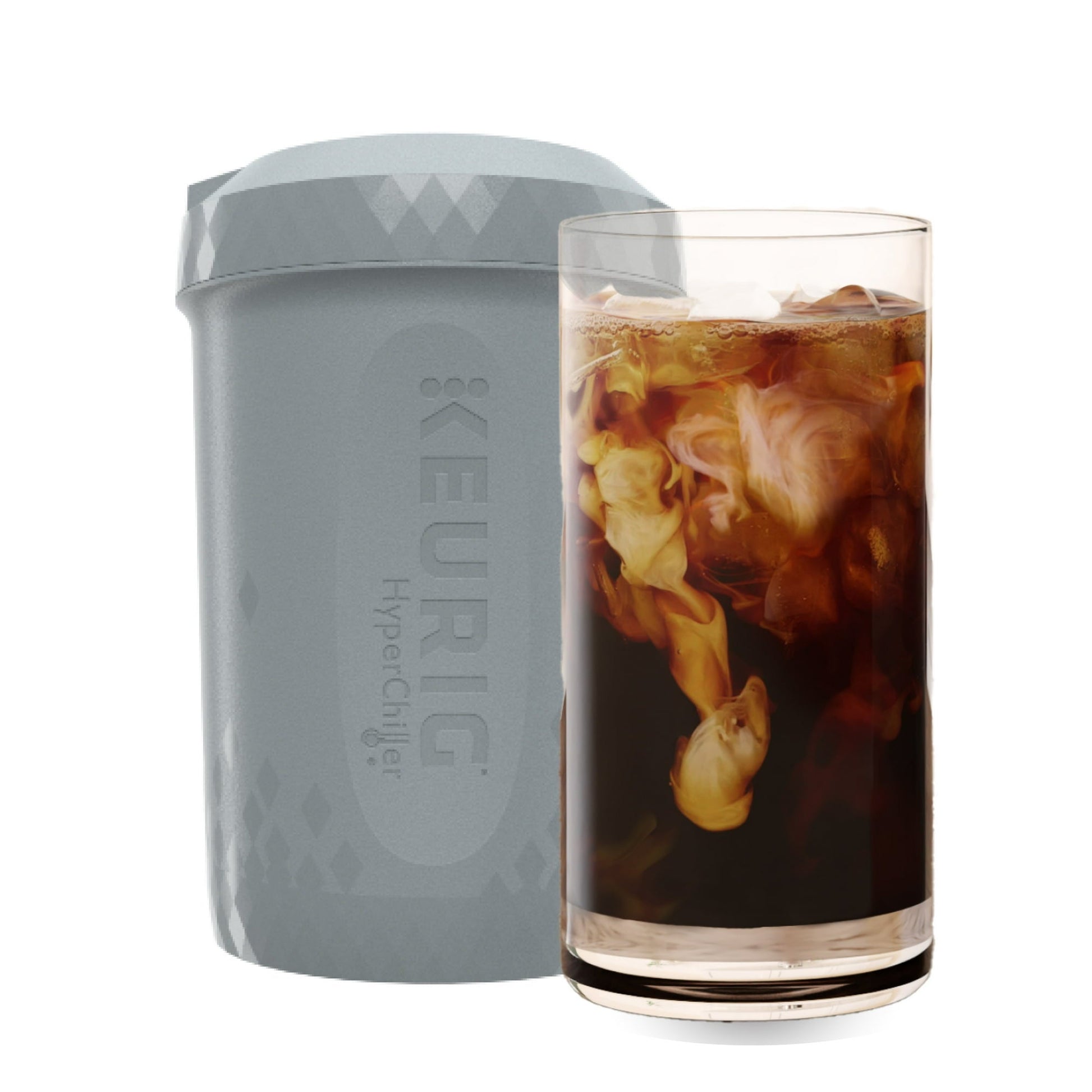 KupofK Coffee tumbler featuring the Keurig Hyper Chiller iced coffee maker for quick, cold coffee brewing.