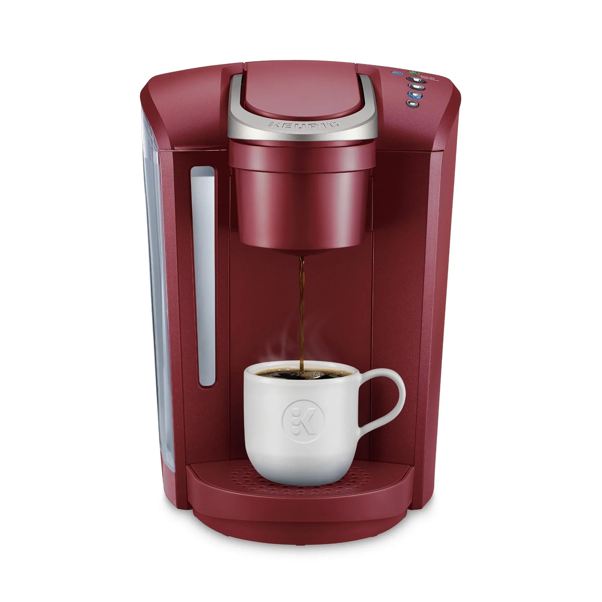 KupofK Coffee Keurig K-Select coffee maker in vintage red with digital display and single-serve brewing system.