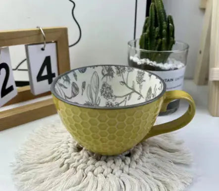Artistic Ceramic Breakfast Mug - Large Capacity Cup