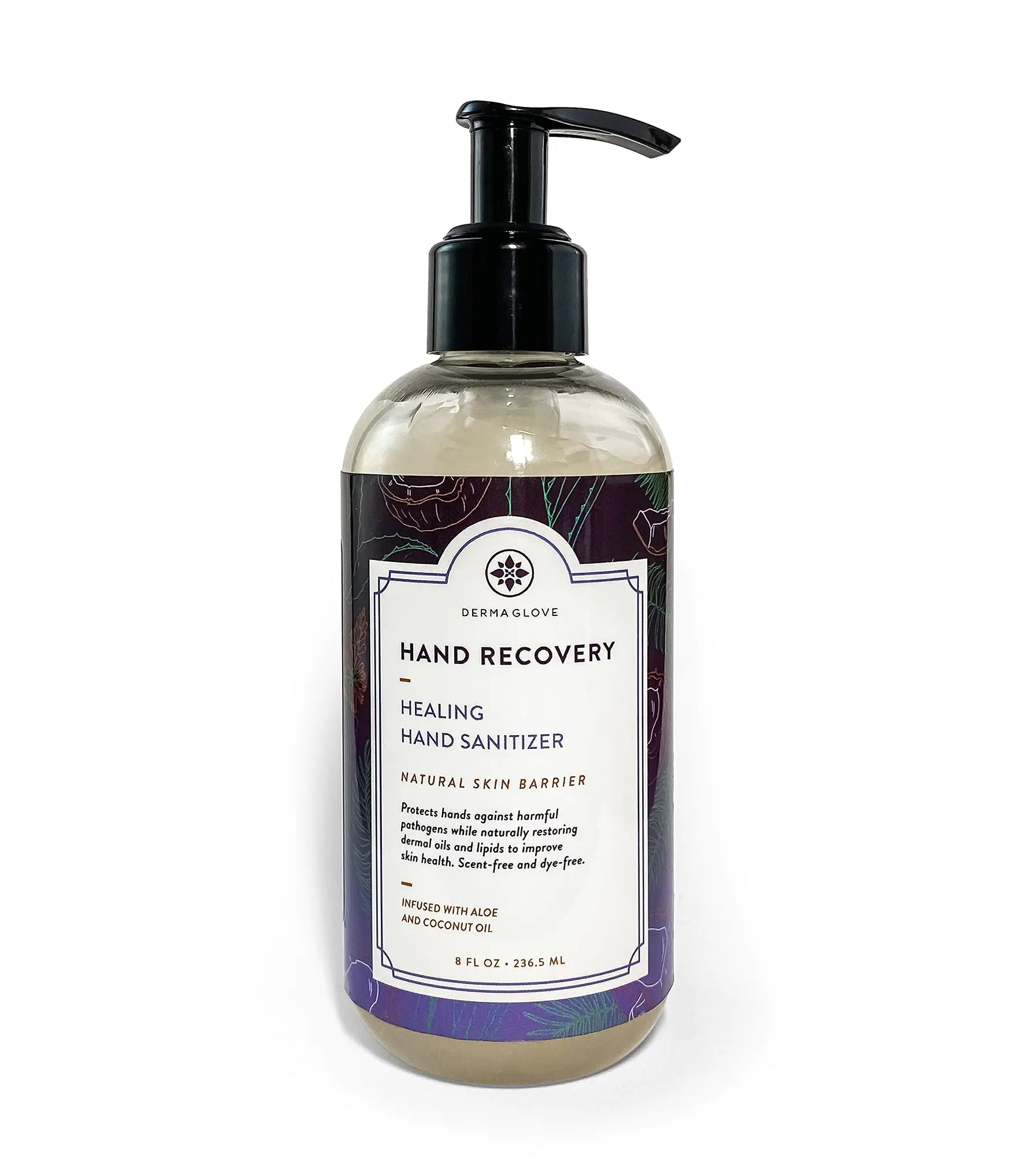 DERMAGLOVE HAND RECOVERY- FDA-Registered Moisturizing Gel Sanitizer That Protects Skin - Formulated With Vitamins A C & E - Unscented and Dye Free - 8 oz Bottle