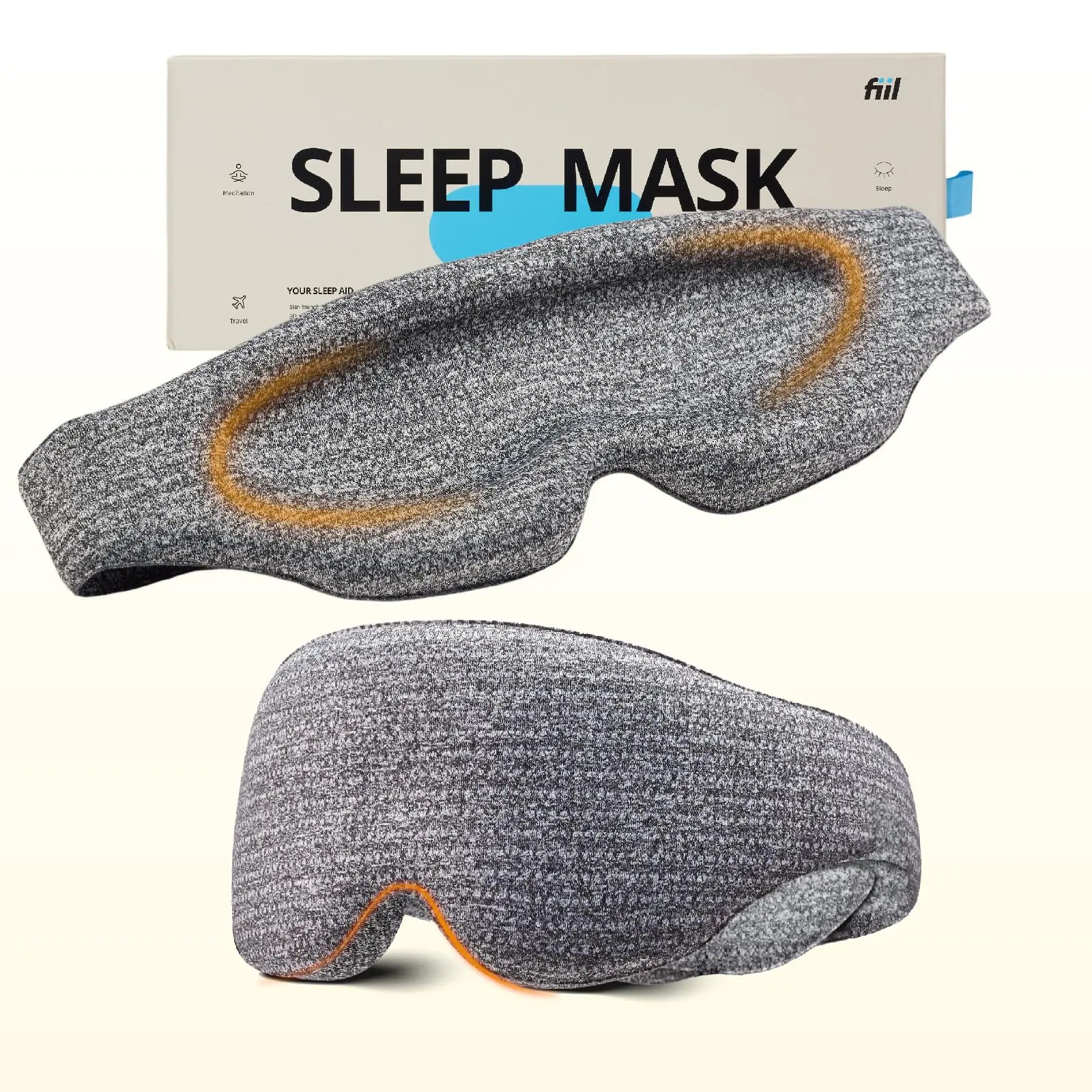 Sleep Eye Mask for Men Women 100% Blackout 3D Eye Mask for Side SleeperEye Sleep Shade Cover with Contoured Padding for Pressure-Free Comfort (Grey)