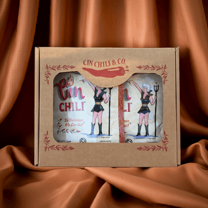 Cinderosa Ranch Cin Chili Seasoning Mix Gift Box 6 Pack with colorful packaging and spice blends for flavorful chili dishes.