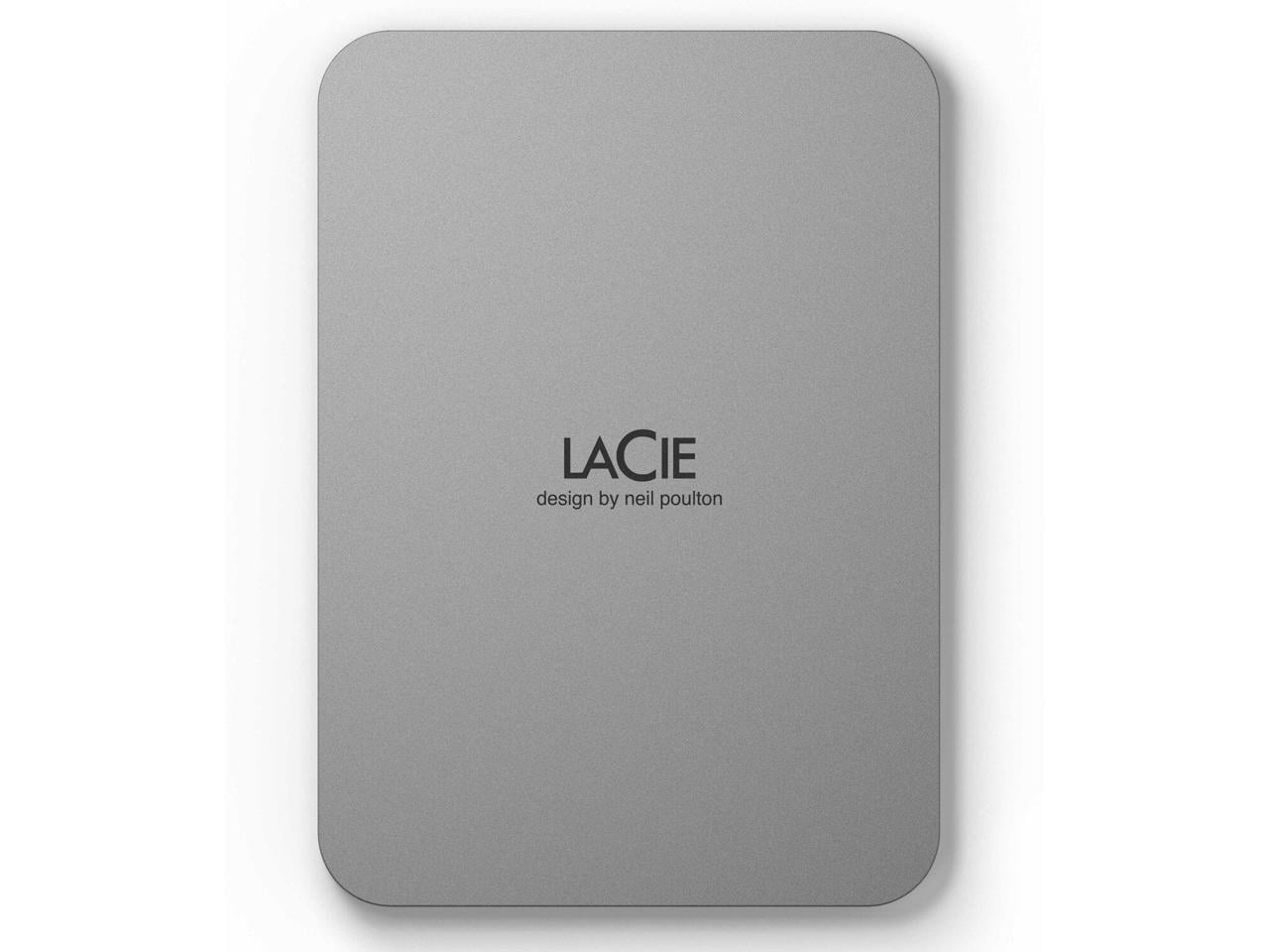 LaCie Mobile Drive STLP5000400 5TB USB - C Portable Hard Drive Moon Silver - BACKUPMYFILESNOW