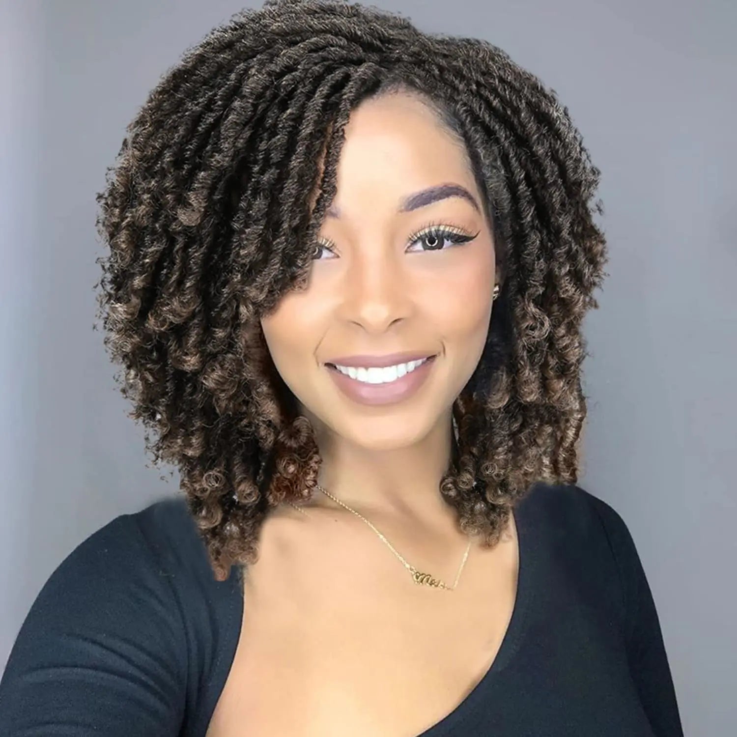 Lady Hanne Dreadlock Wig Short Twist Braids Wigs for Black Women and Men Afro Curly Wig Crochet Twist Braiding Synthetic Wig African Hairstyle(1B/27) - BACKUPMYFILESNOW