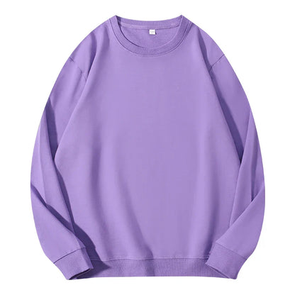 Light beige LadyShow cotton women's autumn O-neck sweatshirt, loose fit, casual pullover with long sleeves and solid color.