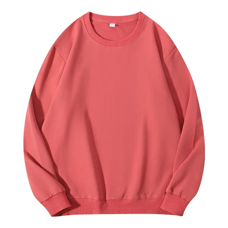 Loose-fit women's cotton autumn O-neck sweatshirt hoodie with long sleeves, solid color, casual pullover from LadyShow.Store