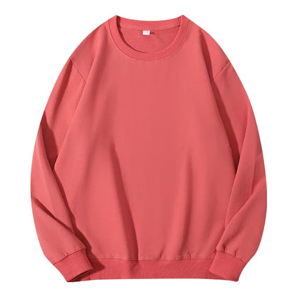 Loose-fit women's cotton autumn O-neck sweatshirt hoodie with long sleeves, solid color, casual pullover from LadyShow.Store