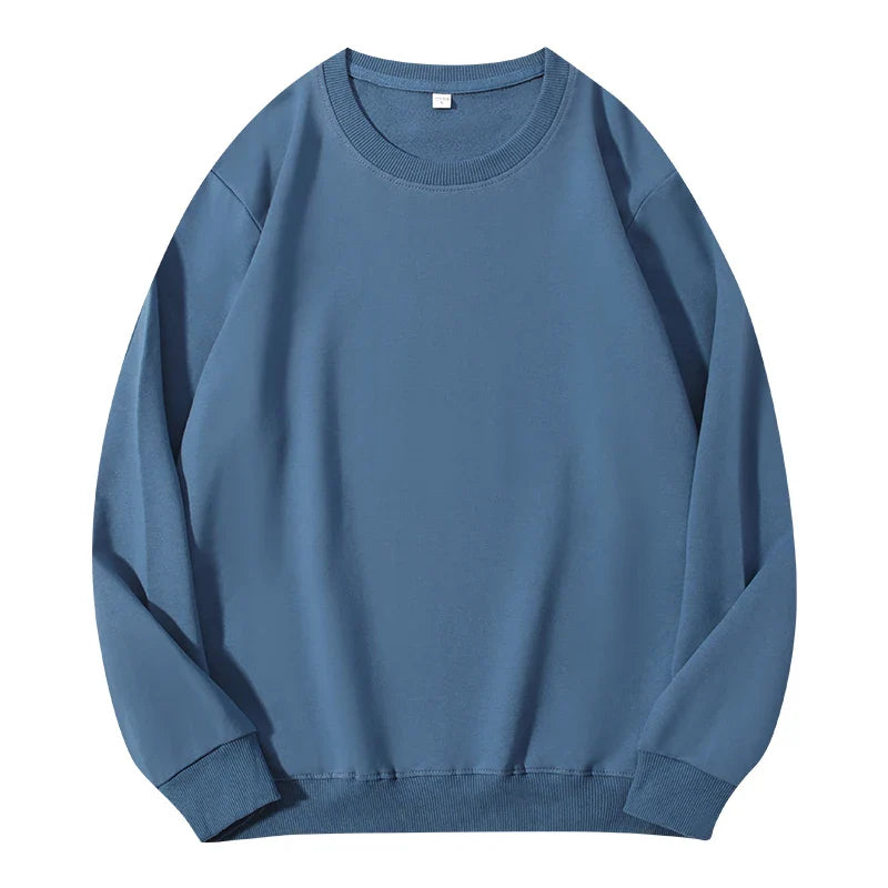 LadyShow Cotton women's autumn O-neck sweatshirt with hood, loose fit, solid color, casual pullover for women.