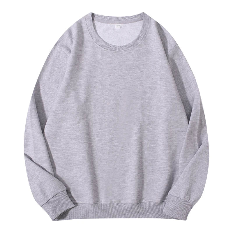 Autumn women's cotton O-neck sweatshirt hoodie, loose casual pullover in solid color, relaxed fit, LadyShow.Store fashion top