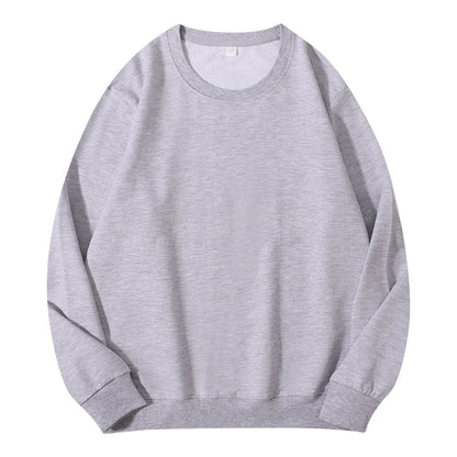 Autumn women's cotton O-neck sweatshirt hoodie, loose casual pullover in solid color, relaxed fit, LadyShow.Store fashion top