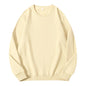 LadyShow women's autumn cotton O-neck sweatshirt hoodie, loose casual pullover in solid color, comfortable ladies tops.