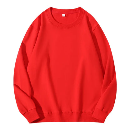 Beige women's cotton O-neck sweatshirt with hood, casual loose fit, long sleeves, solid color, ideal for everyday wear