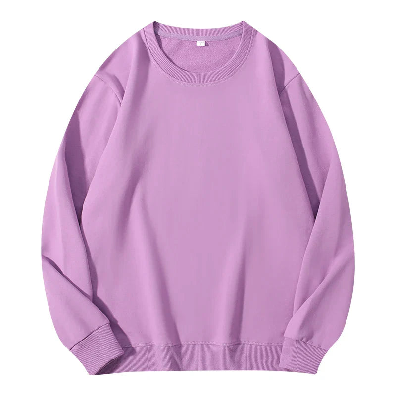 Casual women's autumn cotton O-neck sweatshirt hoodie in solid color, loose fit, long sleeves, from LadyShow.Store.