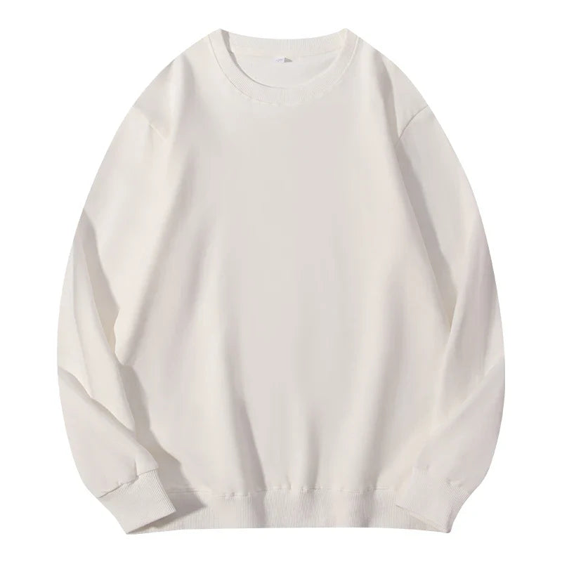 LadyShow cotton women's autumn O-neck sweatshirt with hood, loose fit, solid color, casual pullover, basic women's top.