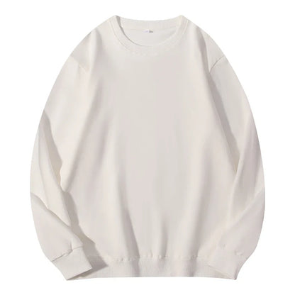 LadyShow cotton women's autumn O-neck sweatshirt with hood, loose fit, solid color, casual pullover, basic women's top.