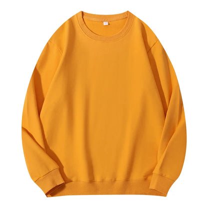 Light beige women's autumn cotton O-neck sweatshirt with hood, loose fit, casual style, long sleeves, basic pullover from LadyShow.Store